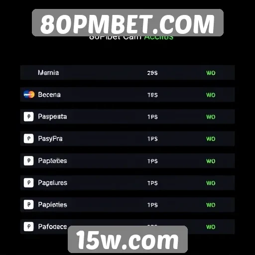 Métodos de pagamento aceitos no 80PMBET.COM